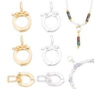 Beebeecraft 12 Unidad de Cierres Realzadores de 2 Colores 13.5x8mm Chapados En Oro de 24 Quilates Y Plata de Ley de 925 Quilates Cierres de Doble Argolla Cierre de Colgante para Collar Twister