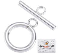 Beebeecraft 15 cierre de Palanca, 925 cierres de Barra En T Chapados En Plata de Ley, Cierres Redondos, Accesorios de Joyería con Caja de Almacenamiento para Collares Y Pulseras