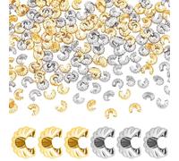 Beebeecraft 160 Pieza de Tapas de Nudo para Cuentas de Engarce de 2 Colores de Latón Chapado En Oro de 14 Quilates Y Platino En Forma de C Abiertas Semicirculares para Abalorios Fabricación de Joyas