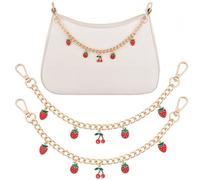 Beebeecraft 2 Cadena con Dije de Fresa para Bolso Esmaltada Roja con Forma de Cereza para Decoración de Bolsos Cadena Extensora de Repuesto para Bolsos Llaveros Carteras Bandoleras.