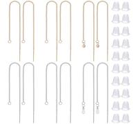 Beebeecraft 2 Color 20 Hilos de Acero Inoxidable de 11cm con 20 Tuercas de Plástico para Pendientes Enhebradores de Borlas Colgantes con Bucle de Hilo para Pendientes para Hacer Joyas Y Manualidades.