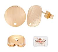 Beebeecraft 20 caja de Accesorios para Pendientes Chapados En Oro de 18 quilates, con Almohadilla Plana Y Redonda, con Orificio Y 20 piezas de Parte Trasera de Mariposa para Hacer Joyas