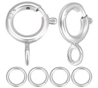 Beebeecraft 20 Cierres de Anillo con Resorte 925 Cierres de Plata de Ley con Resorte para Joyería Cierres Redondos de 7 in Conectores con 20 Anillos de Salto Abiertos para Collares Pulseras