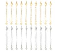 Beebeecraft 20 extensor de Collar Chapado En Oro de 18 quilates Y Platino 2 colores 70.(157) in Cadena Extensora con Cierres de Pinza de Langosta Y Pestañas de Cadena de Estrella para Hacer Joyas