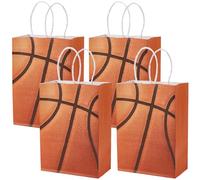 Beebeecraft 24 Bolsa de Regalo de Fiesta de Baloncesto Bolsas de Papel Rectangulares de Baloncesto con Asa para Juegos Temáticos de Baloncesto Regalos Deportivos Bolsas de Golosinas Suministros
