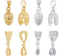 Beebeecraft 24 Pieza 4 Estilos Pinch Bails Broche de Latón Filigrana Ice Pick Pinch Bails Color Dorado Y Plateado Dangle Charms Colgante Conector para Collar Fabricación de Joyas
