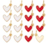 Beebeecraft 24 Unidad de Dijes de Corazón Esmaltados En 2 Colores Pequeños Y Planos con Forma de Corazón Chapados En Oro de 18 Quilates Ideales para la Creación de Joyas Pulseras Y Collares