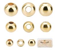 Beebeecraft 300 cuentas espaciadoras redondas de 3 estilos chapadas en oro de 18 quilates, cuentas sueltas para hacer joyas para hacer pulseras, aretes, collares (2,5 mm, 3 mm, 4 mm)