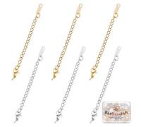 Beebeecraft 40 Pieza 2 Colores Extensor de Cadena de Acero Inoxidable Cadenas de Extensión con Cierres de Langosta Lengüetas de Cadena con Abalorios de Palabra K14 para Hacer Joyas de Mujer
