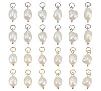 Beebeecraft 40 Piezas 2 Colores Perlas Encantos de Agua Dulce Naturales Barrocas Irregulares Perlas de Arroz Cuelgan Mini Colgantes con Ciclo para Fabricación de joyas