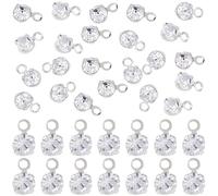 Beebeecraft 50 pieza de Pequeños Dijes de Cristal Transparente de 3.5mm Chapados En Plata de Ley 925 con Circonita Cúbica Y Diamantes de Imitación para Hacer Joyas Pendientes Collares Y Pulseras