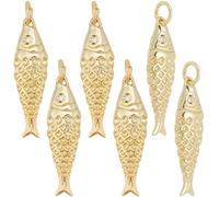 Beebeecraft 6 Colgantes Grandes de Peces Dorados Ideales para el Verano. Colgantes de Latón Chapado En Oro de 18 Quilates con Motivos Marinos Y Animales Collares Pulseras Pendientes