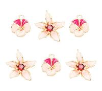 Beebeecraft 6 Unidad 2 Estilos de Colgantes de Flores de Esmalte Rosa Dijes de Flor de Cerezo Chapados En Oro de 18K con Temática Primaveral Colgantes de Flor de Durazno para la Creación de Joyas