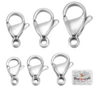 Beebeecraft 60 pieza de 6 tamaños de Cierres de Langosta de Plata 316 cierres de Acero Inoxidable con Gatillo Pequeño Cierre A Presión Gancho para Pulseras Collares Y Joyas