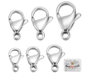 Beebeecraft 60 pieza de 6 tamaños de Cierres de Langosta de Plata 316 cierres de Acero Inoxidable con Gatillo Pequeño Cierre A Presión Gancho para Pulseras Collares Y Joyas
