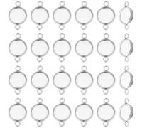 Beebeecraft 60 Unidad de Bandeja Colgante con Bisel En Blanco Redonda de 10mm con 304 Conectores de Acero Inoxidable para Cabujones Y Doble Aro Ideal para la Creación de Joyas Pulseras Collares Y