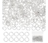 Beebeecraft 600pcs Anillo de Salto de Acero Inoxidable 6mm, Plata de Ley 925 Chapado en un Solo Conector de Anillo de Salto de Apertura para la fabricación de Joyas de racelet Pendientes Collares DIY
