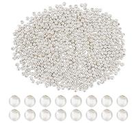 Beebeecraft 700 unidad de Cuentas de Engarce de 3mm 925 unidades de Latón Chapado En Plata de Ley Pequeñas Cuentas Redondas de Engarce Topes Sueltos Espaciadores para la Creación de Joyas Abalorios
