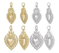 Beebeecraft 8 Colgante de Corazón Sagrado de 4 Estilos Chapado En Oro de 18 Quilates Y Platino Colgantes de Corazón de Milagros Mexicanos con Circonita Cúbica Y Anillo