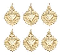 Beebeecraft 8 Pieza de Dije de Corazón Sagrado de Latón Chapado En Oro de 18 Quilates con Forma de Corazón Colgante con Anilla de 3.5mm para Hacer Joyas Pendientes Pulseras Collares Manualidades