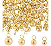 Beebeecraft 80 Unidad de Dijes Esféricos de Metal En 4 tamaños Chapados En Oro de 18K 201 Unidades de Acero Inoxidable. Ideales para la Creación de Joyas Pendientes Pulseras Collares Y Manualidades