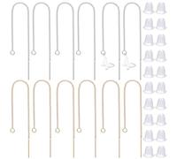 Beebeecraft Hilos para Orejas de 32cm Y 2 colores para Hacer Joyas Chapados En Oro de 8.5 quilates Y Platino con Borlas Colgantes Y Bucles para Pendientes con 18 tuercas de Plástico para Manualidades.