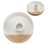 Beebeecraft Quemador de Incienso de Terracota de Palo Santo Redondo de Cerámica Blanca Y Marrón con Soporte de Madera Aromática Bandeja para Quemar Varillas de Incienso para Horno de Aromaterapia