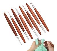Beech Wood Crochet Hook Kit - 8pcs Ergonomic Aluminum Knitting Hooks, Lightweight Yarn Craft Accessories with Easy Grip Handles | Ideal for DIY Handmade Projects Christmas Adults Women present