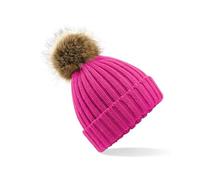 Beechfield B412 Gorro de Punto Grueso con Pop Pom de Pelo sintético