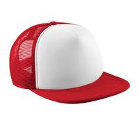 Beechfield - Gorra transpirable con tejido perforado Modelo Vintage con cierre Snapback para niño adolescente (Talla Única/Rojo/Blanco)