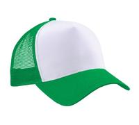 Beechfield - Gorra/Visera Hombre/Chico Media Tejido de Abeja Transpirable (Paquete de 2) (Talla Única) (Verde Puro/Blanco)