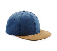 Beechfield - Gorra / Visera Piel melocoton Modelo Snapback Unisex Hombre/Mujer (Talla Única/Azul vaquero)