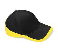 Beechfield - Gorra/Visera Unisex deportiva Modelo Competition - Verano/Piscina - 100% algodón., Negro Amarillo, talla única