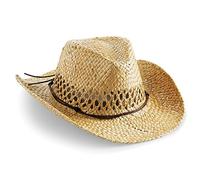 Beechfield - Sombrero de paja Modelo cowboy Summer Unisex Hombre Mujer - Verano / Calor / Naturaleza (Talla Única/Carne)