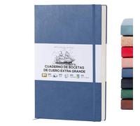 BEECHMORE BOOKS Cuaderno de bocetos A3 (29,7 x 42 cm) - 160 páginas, 160 g/m² | Tapa dura piel vegana, bloc en blanco, caja de regalo, hojas perforadas, bolsillo trasero, cinta marcapáginas