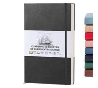 BEECHMORE BOOKS Cuaderno de bocetos A3 (29,7 x 42 cm) - 160 páginas, 160 g/m² | Tapa dura piel vegana, bloc en blanco, caja de regalo, hojas perforadas, bolsillo trasero, cinta marcapáginas