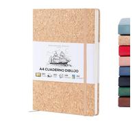 BEECHMORE BOOKS Cuaderno de bocetos A4 (21 x 29,7 cm) - 156 páginas, 160 g/m² | Tapa dura piel vegana, apertura plana, bloc en blanco, caja de regalo, hojas perforadas, bloc de dibujo profesional
