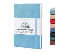 BEECHMORE BOOKS Cuaderno de bocetos A4 (21 x 29,7 cm) - 156 páginas, 160 g/m² | Tapa dura piel vegana, apertura plana, bloc en blanco, caja de regalo, hojas perforadas, bloc de dibujo profesional