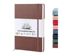 BEECHMORE BOOKS Cuaderno de bocetos A4 (21 x 29,7 cm) - 156 páginas, 160 g/m² | Tapa dura piel vegana, apertura plana, bloc en blanco, caja de regalo, hojas perforadas, bloc de dibujo profesional