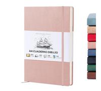 BEECHMORE BOOKS Cuaderno de bocetos A4 (21 x 29,7 cm) - 156 páginas, 160 g/m² | Tapa dura piel vegana, apertura plana, bloc en blanco, caja de regalo, hojas perforadas, bloc de dibujo profesional