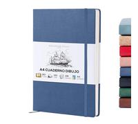 BEECHMORE BOOKS Cuaderno de bocetos A4 (21 x 29,7 cm) - 156 páginas, 160 g/m² | Tapa dura piel vegana, apertura plana, bloc en blanco, caja de regalo, hojas perforadas, bloc de dibujo profesional
