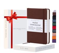 Beechmore Books Cuaderno de Bolsillo Rayado - A6, Marrón I Libreta Tapa Dura Cuero Vegano, Papel 120gsm Crema Rayado, Caja de Regalo, para Escritores, Diaristas, Reuniones de Negocios y Estudiantes