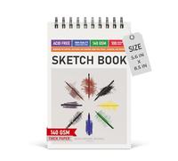 BEECHMORE BOOKS Cuaderno de dibujo A5 (14,8×21 cm) - Papel blanco 140 g/m² sin ácido, 100 hojas perforadas - Sketchbook artístico para bocetos & dibujo, niños y adultos