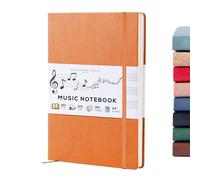 Beechmore Books Cuaderno de Papel Manuscrito de Calidad Tamaño A4 10 pentagramas por página, Cubierta Rígida en Piel Vegana, Papel Crema en 120 gsm (Anaranjado monarca, A4)