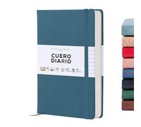 BEECHMORE BOOKS Cuaderno rayado A5 azul océano | Diario de tapa dura de cuero vegano grueso de 120 g/m² papel forrado crema | Ideas de regalo para escritores, periodistas, reuniones de negocios y