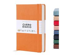 Beechmore Books Cuaderno Rayado - A5, Naranja I Libreta Tapa Dura Cuero Vegano, Papel Grueso 120gsm Crema Rayado, Caja de Regalo, para Escritores, Diaristas, Reuniones de Negocios y Estudiantes