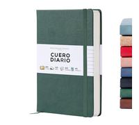 Beechmore Books Cuaderno Rayado - A5, Verde I Libreta Tapa Dura Cuero Vegano, Papel Grueso 120gsm Crema Rayado, Caja de Regalo, para Escritores, Diaristas, Reuniones de Negocios y Estudiantes