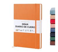 BEECHMORE BOOKS Ruled Journal Notebook - XL A4 Monarch Orange 160 Lined Pages 8.3 x 5.8 inch | Hardcover Leather Daily Journals For Writing - Thick 120gsm Cream Paper | Gifts for Men, Women