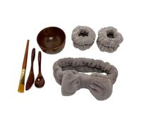 BEECO GIF2U Juego de cuencos para máscara facial de madera, kit de mezcla de máscara de arcilla DIY 7 unidades
