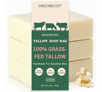 Beef Tallow Soap (3 unidades), 100% Organic Grass-Fed Tallow Skincare, Sebum Face Soap, Natural Cosmetics, Soap Bar for All Skin Types, Pore Reduction & Deep Cleansing